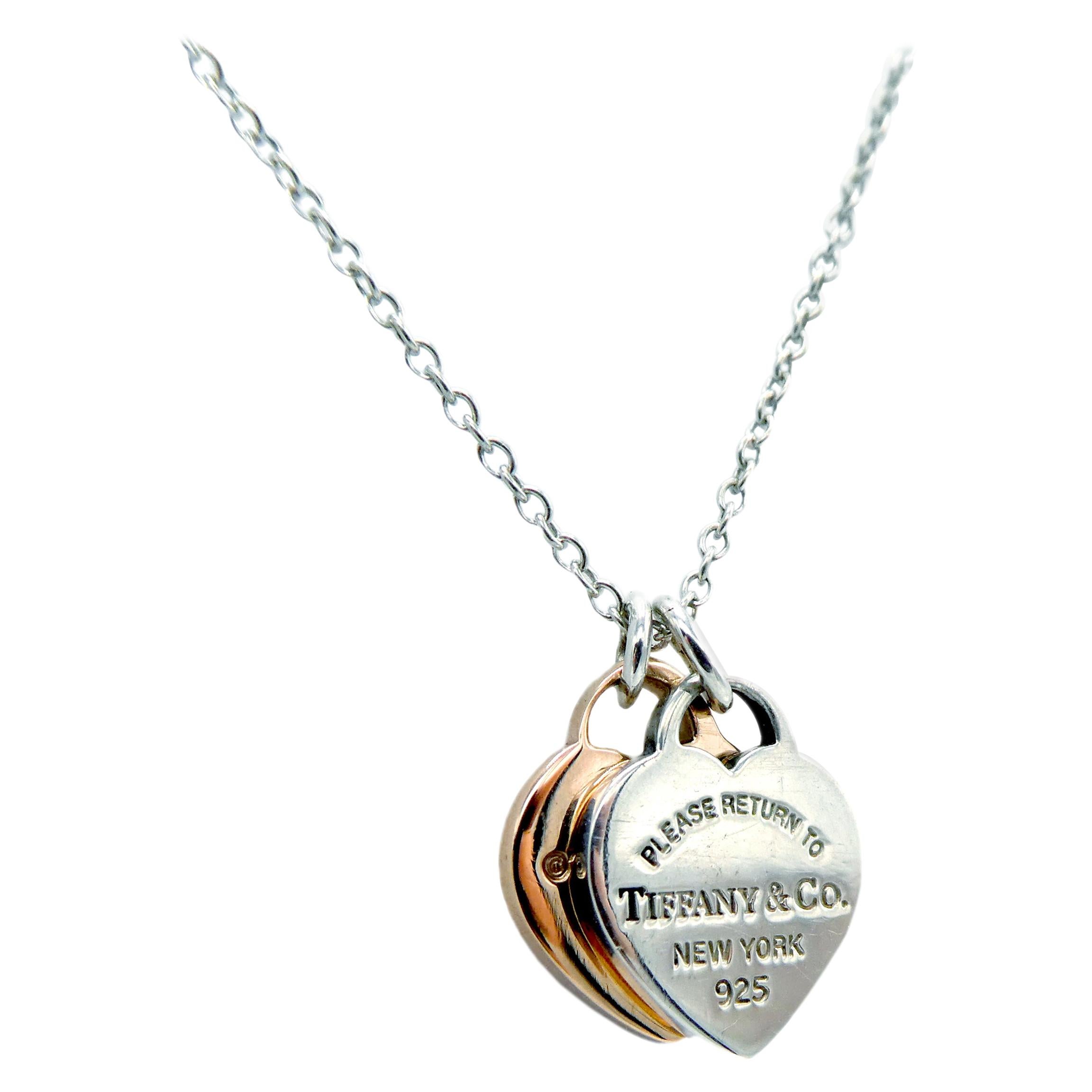Return to Tiffany® Double Heart Tag Pendant in Rose Gold, Mini | Tiffany &  Co.